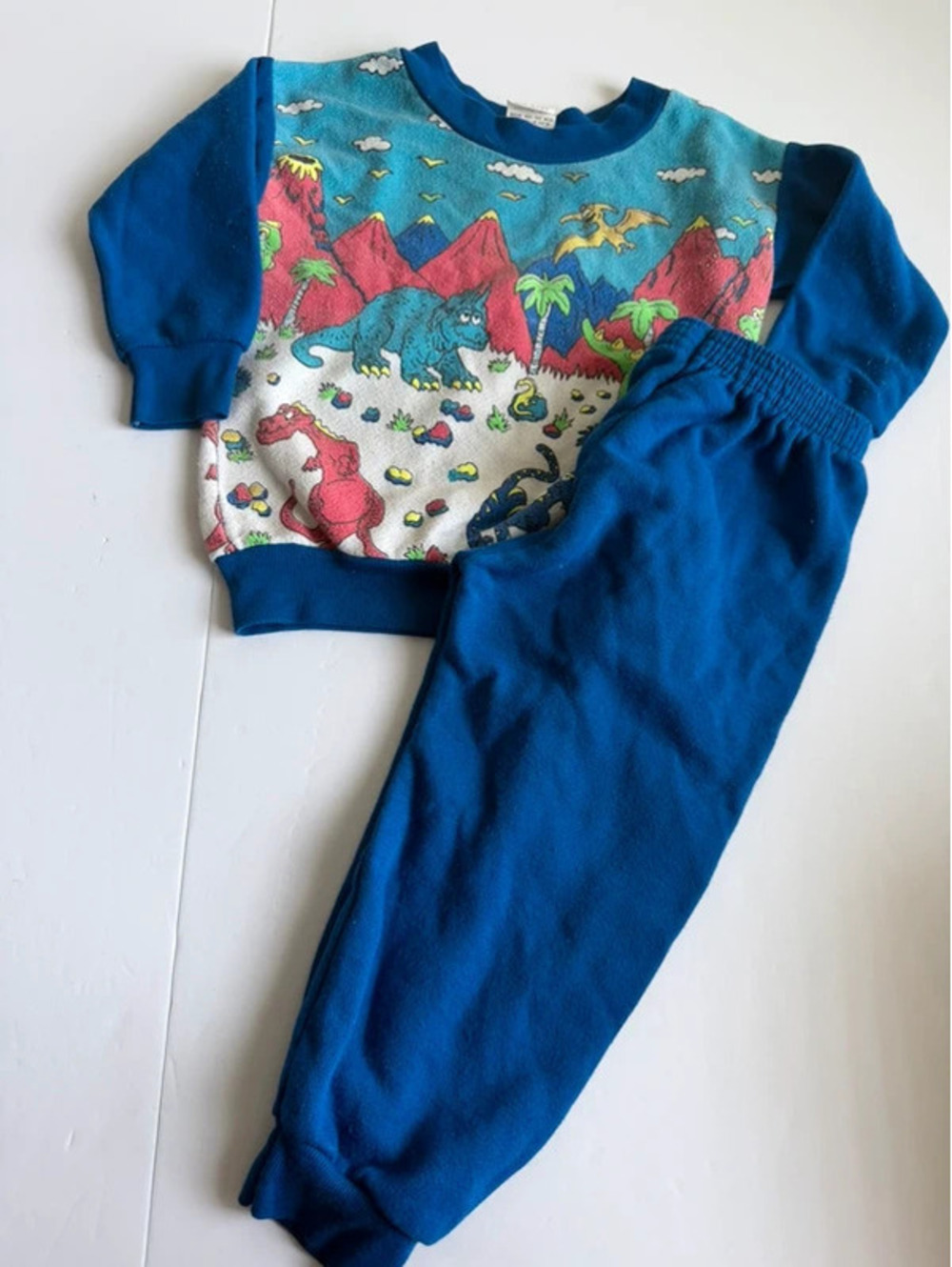 Vintage Andover Togs Toddler Size 2T Dinosaur Graphic Sweatsuit Set